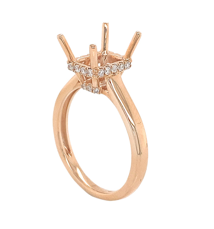 18kt Rose Gold Diamond Semi-mount