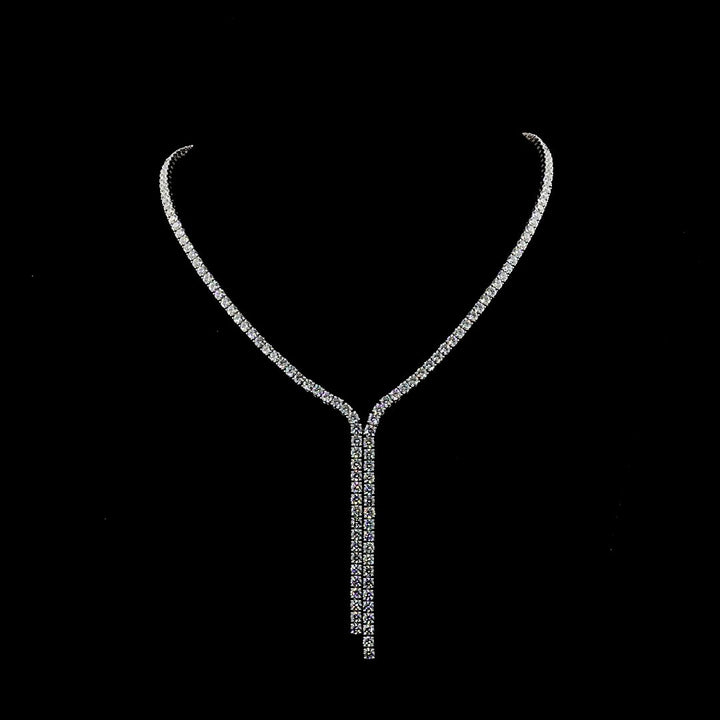 14kt White Gold Lab Diamond Dangling Tennis Necklace