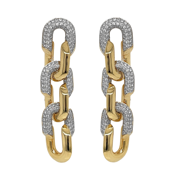 18Kt Yellow Gold Diamond Link Earrings