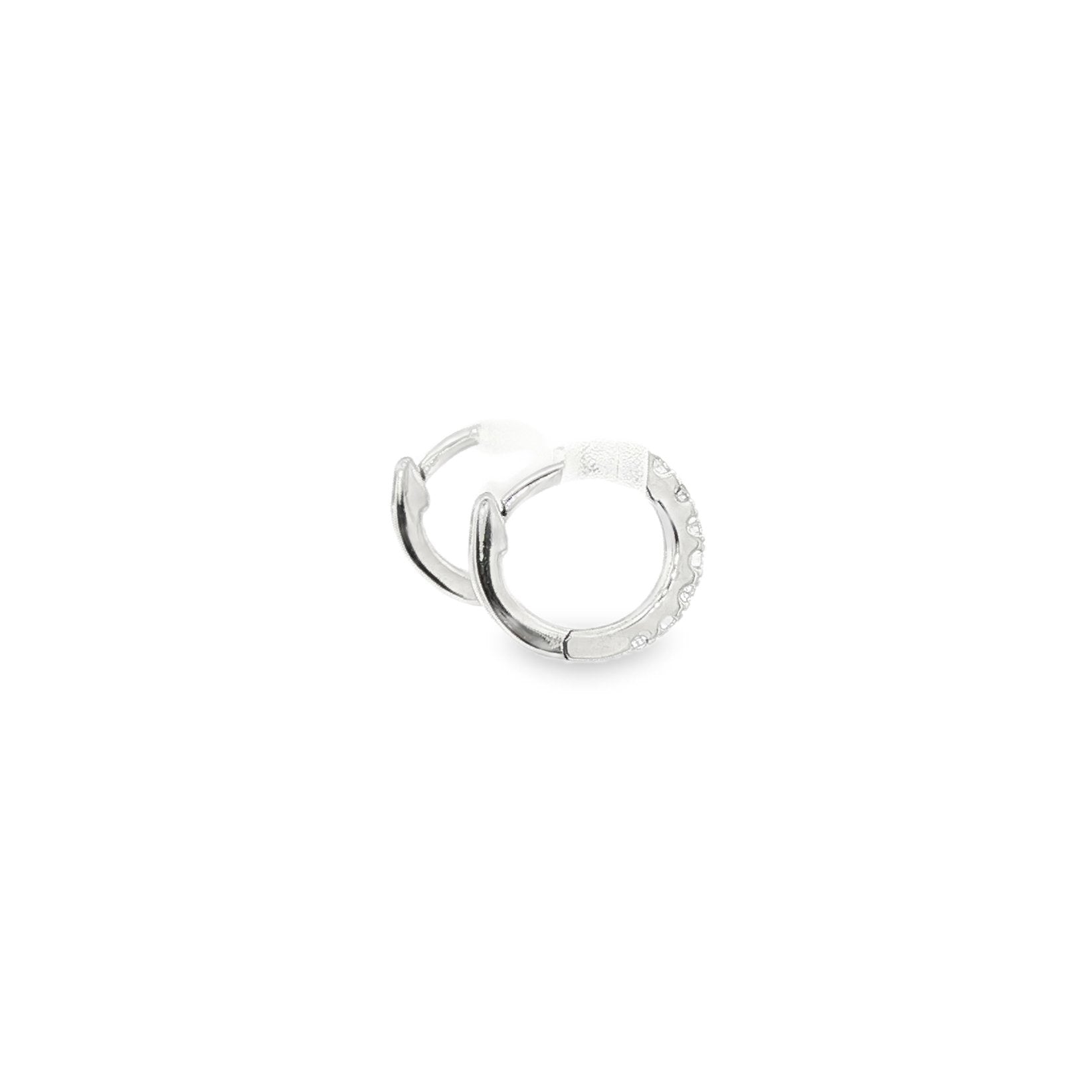 14kt White Gold Diamond Huggie Earrings