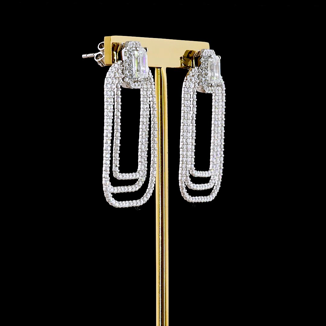 14kt White Gold Lab Diamond Dangling Earring