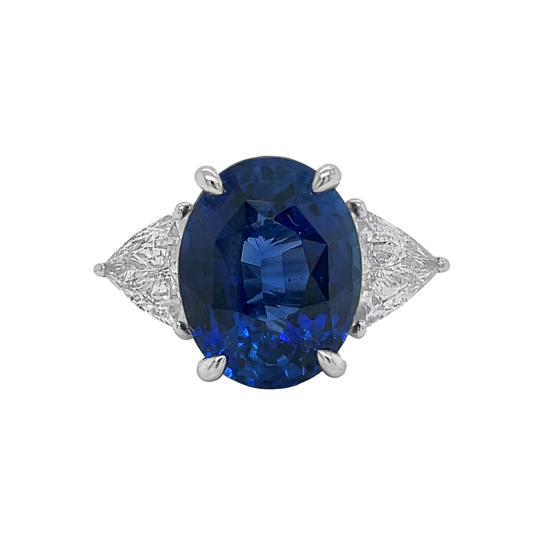 18kt White Gold Diamond and GIA Certified Blue Sapphire Ring
