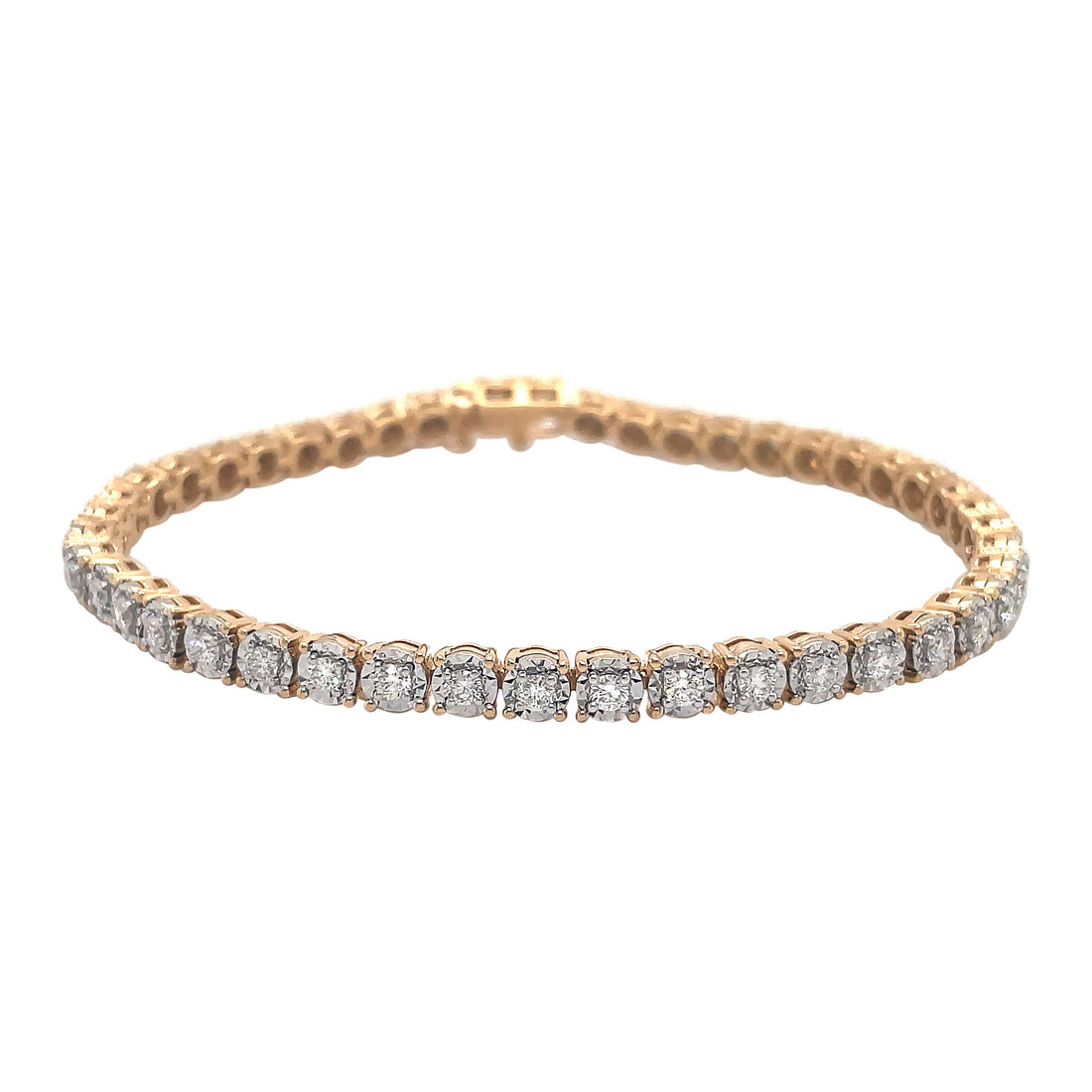 18k Yellow and White Gold Diamond Tennis Bracelet