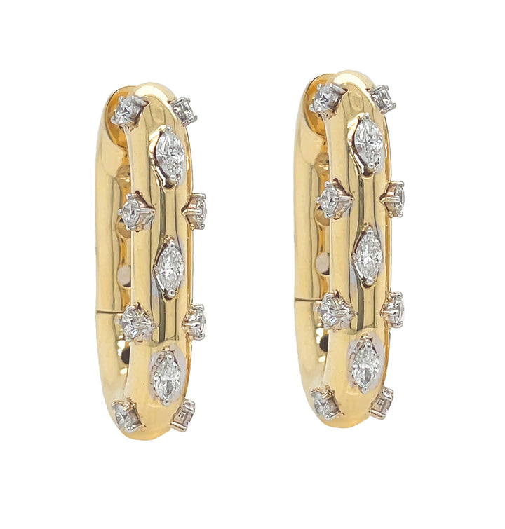 18kt Yellow Gold Diamond Hoop Earrings