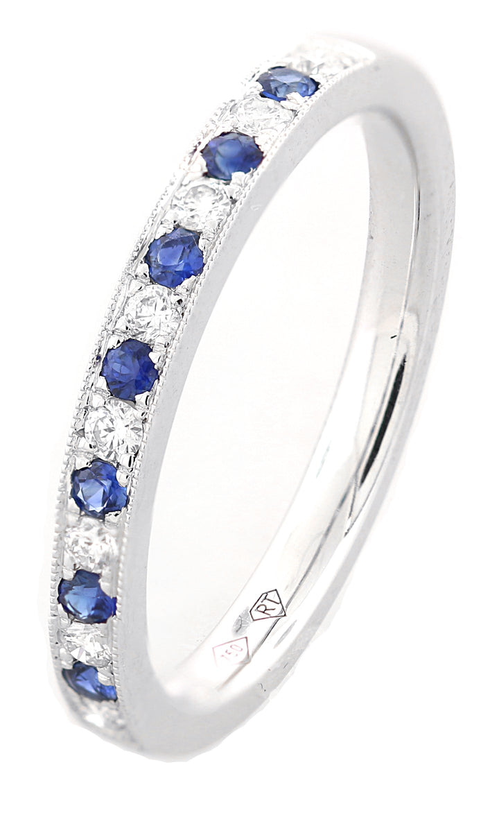 18kt White Gold Diamond And Sapphire Band
