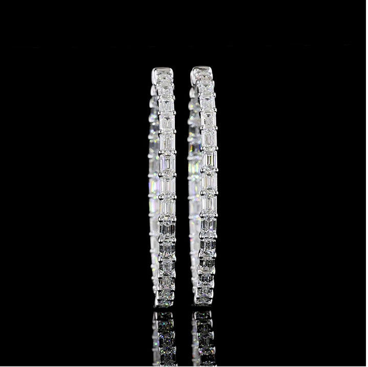 14kt White Gold Lab Diamond Hoops