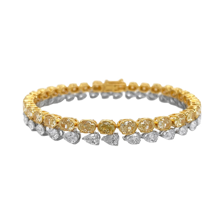 18kt White and Yellow Gold Diamond and Yellow Diamond Tennis Bracelet