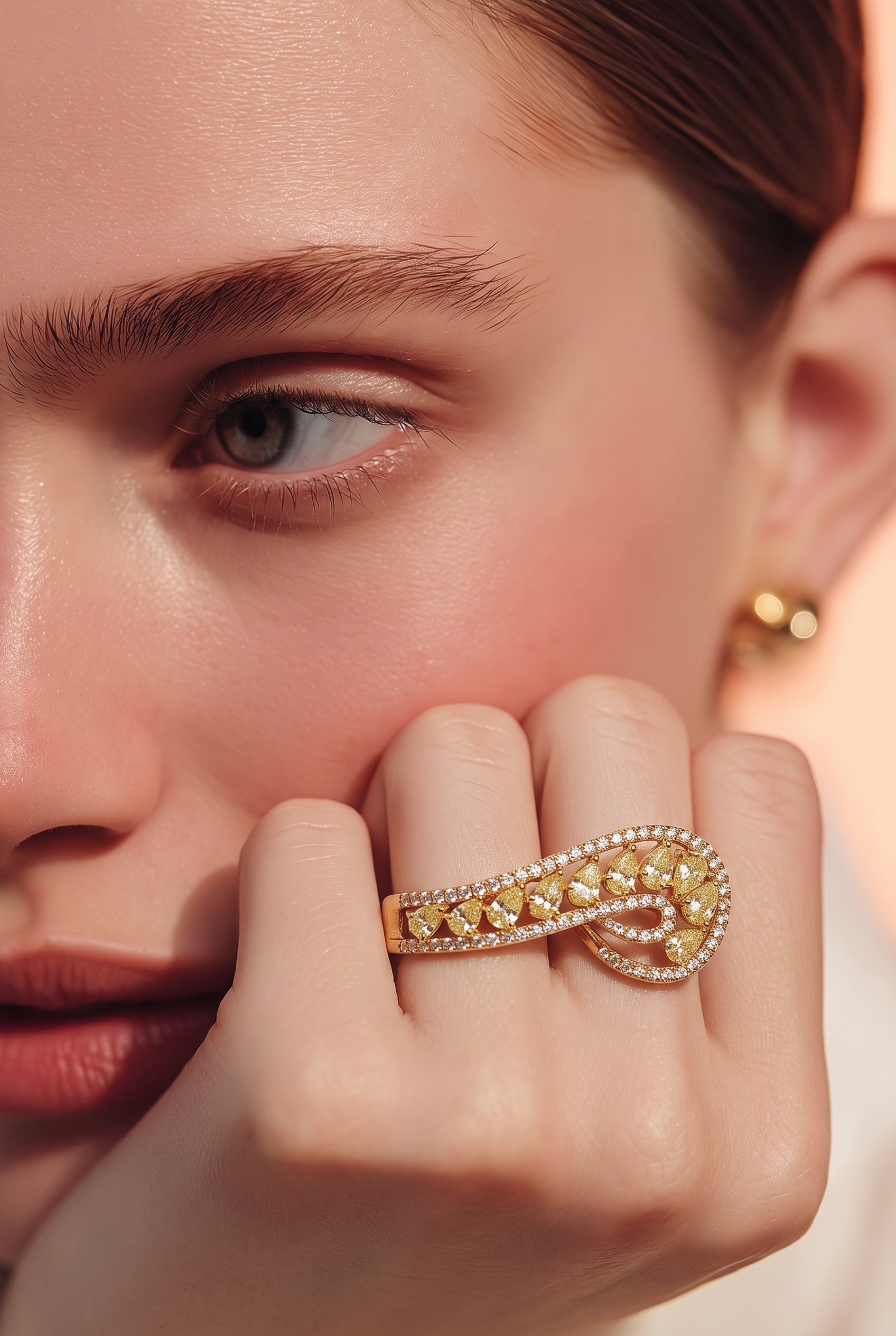 18kt Yellow Gold Diamond And Yellow Diamond Ring