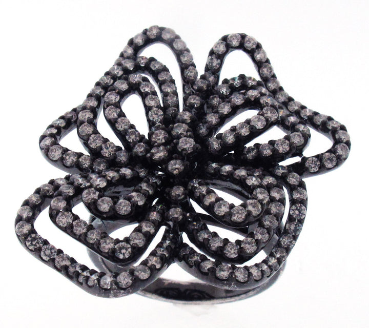 18kt Black Gold Diamond Flower Ring