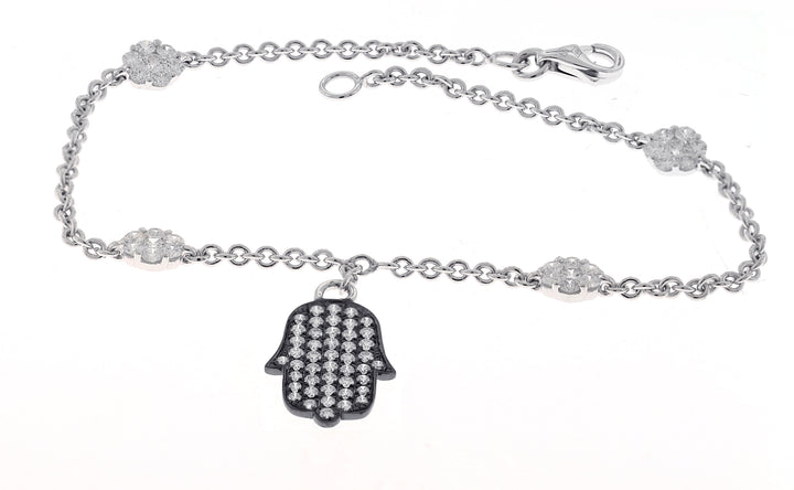 18kt White Gold Diamond Hamsa Bracelet