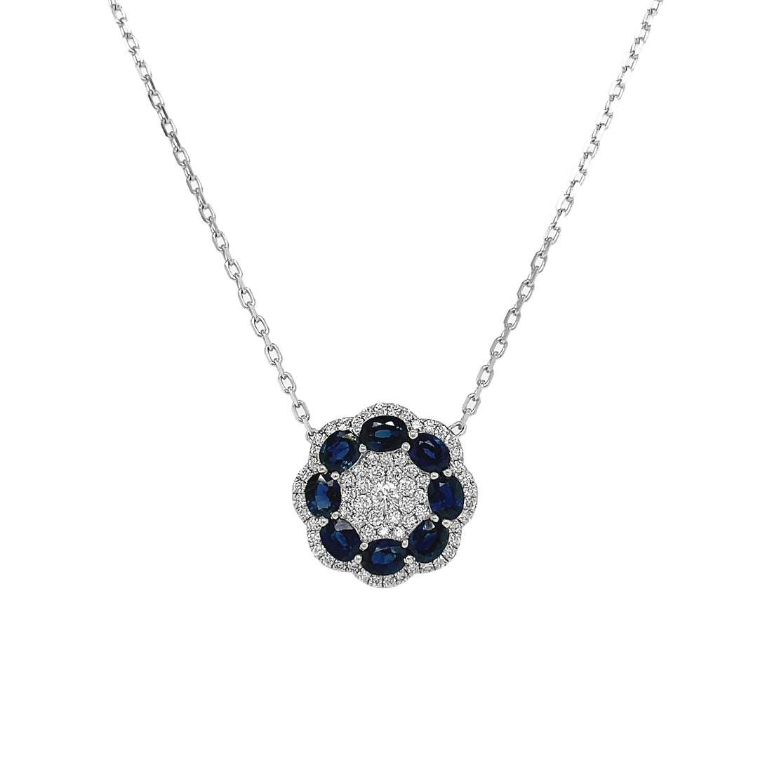 18kt White Gold Diamond and Sapphire Pendant