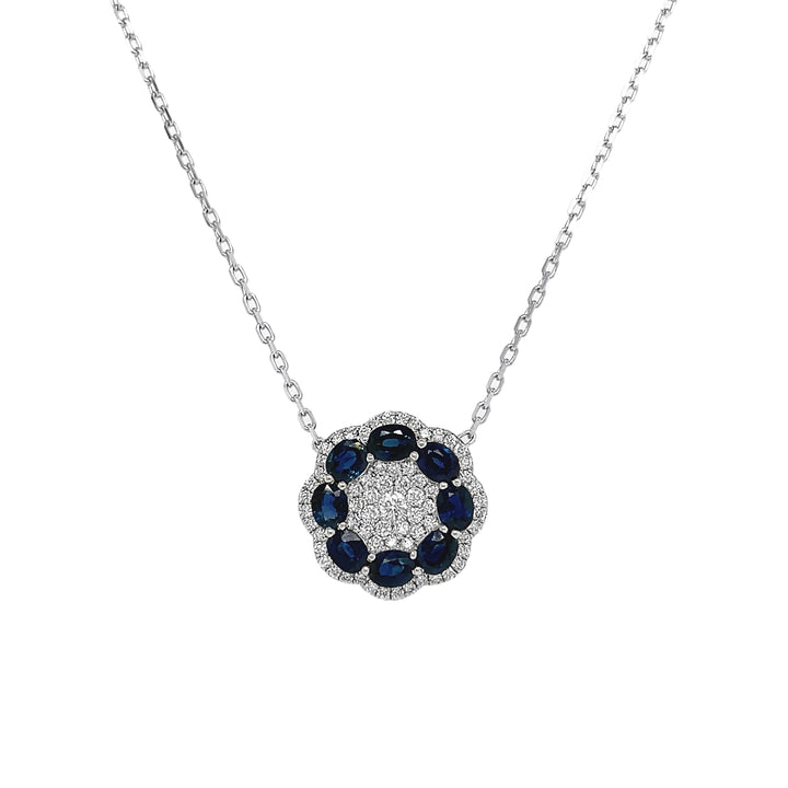 18kt White Gold Diamond and Sapphire Pendant