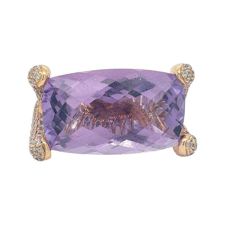 18kt Rose Gold Diamond Amethyst Ring