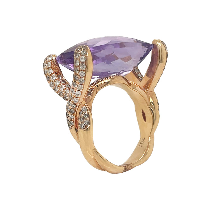 18kt Rose Gold Diamond Amethyst Ring