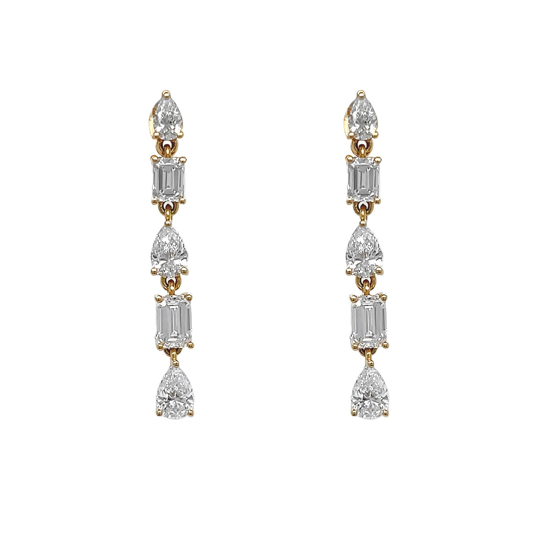 18kt Yellow Gold Diamond Dangling Earrings
