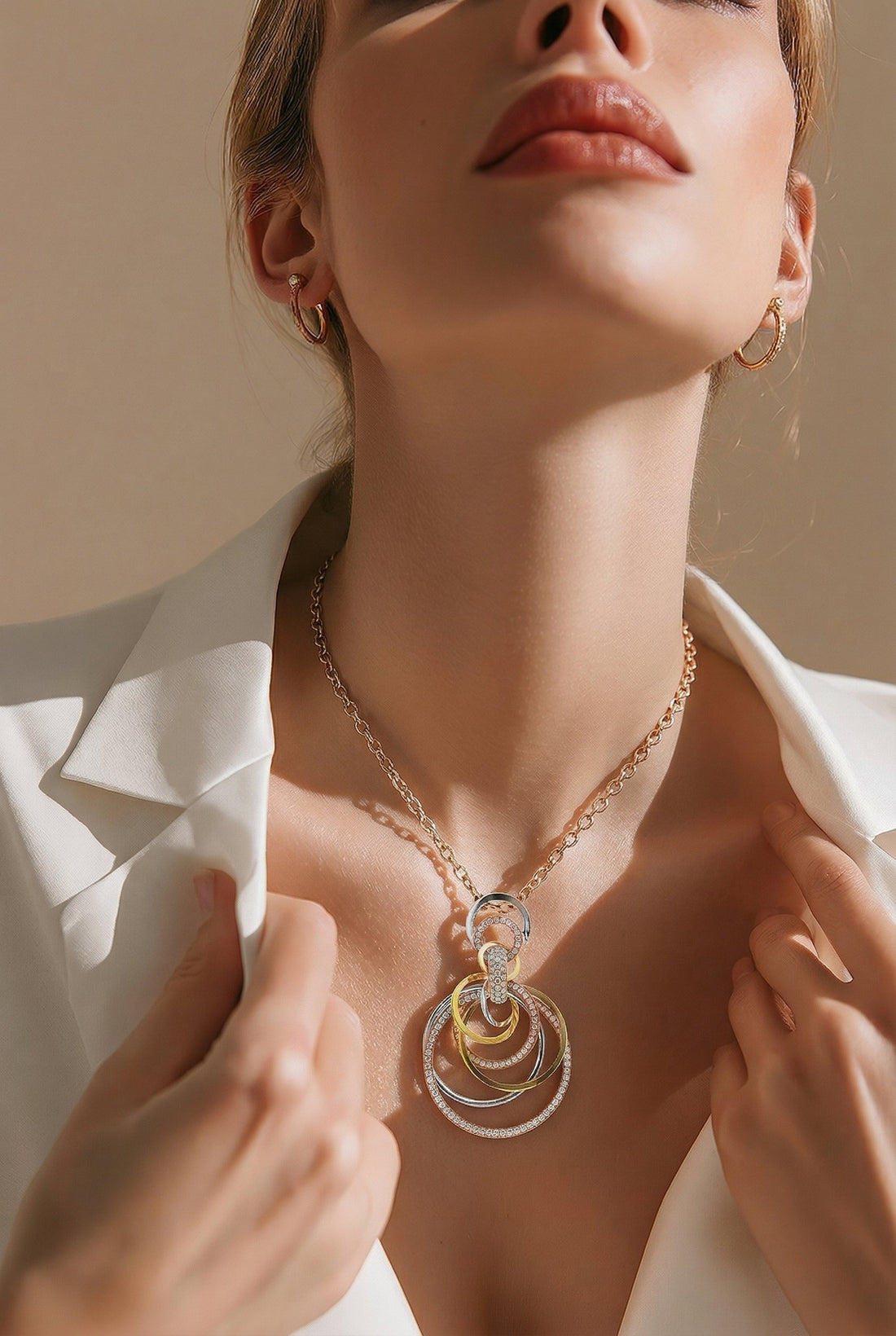 18kt Tri Gold Diamond Necklace
