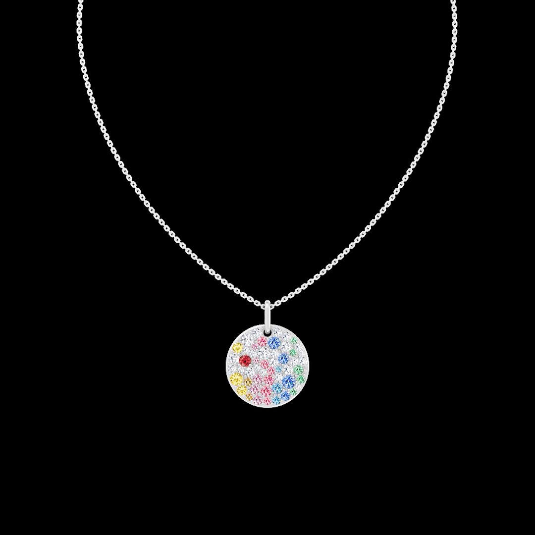 14kt White Gold Lab Diamond And Ruby Pendant