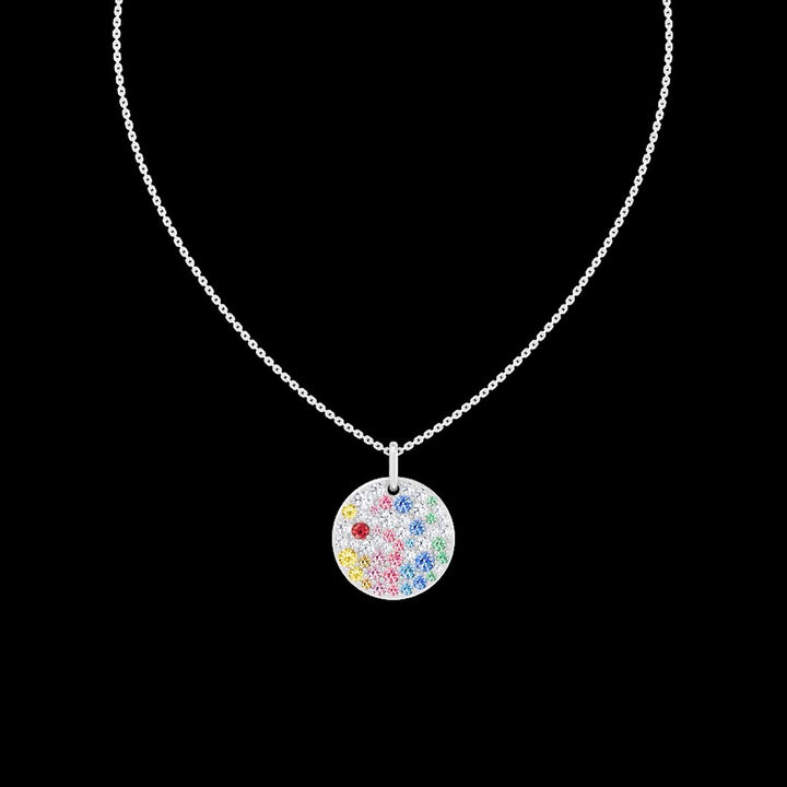 14kt White Gold Lab Diamond And Ruby Pendant