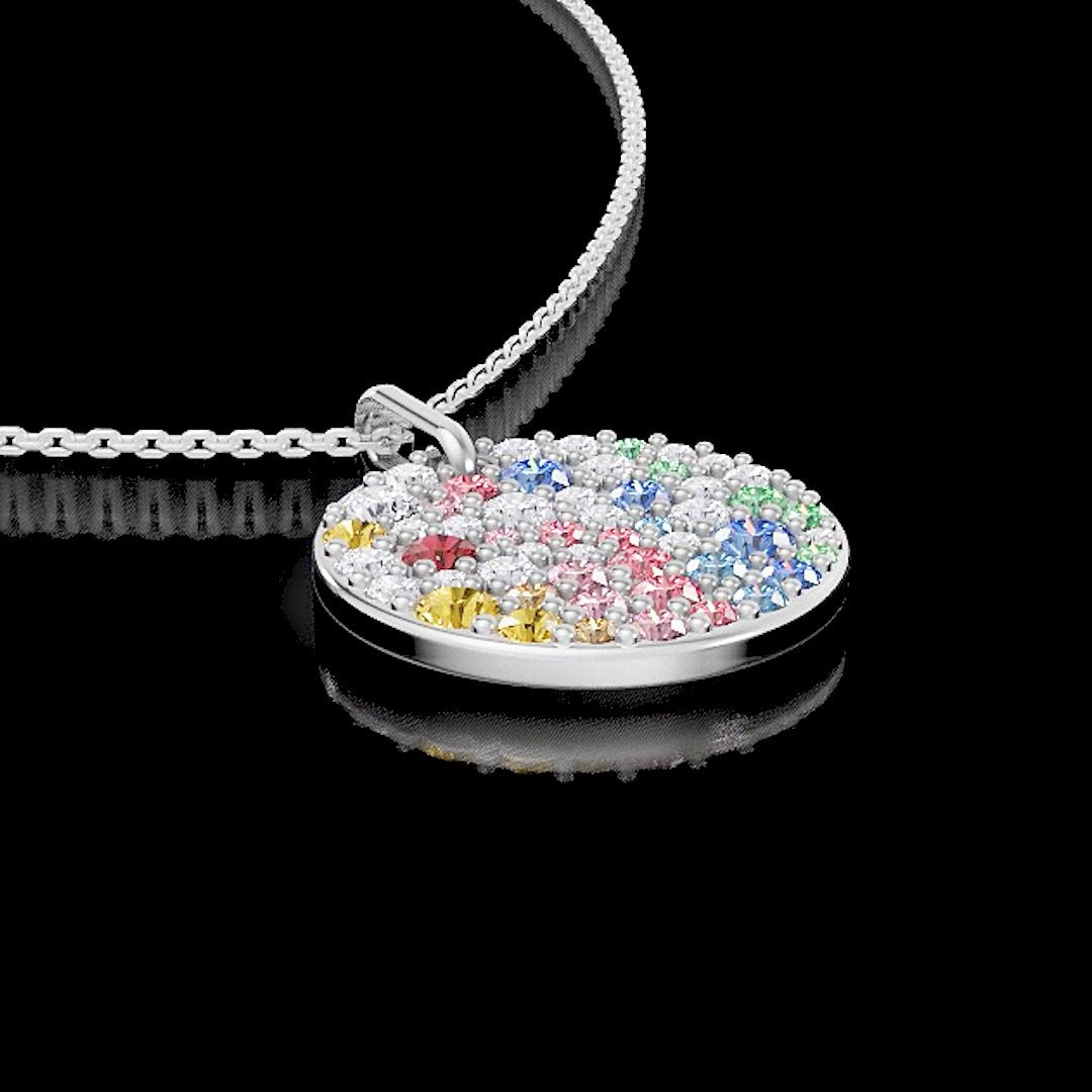 14kt White Gold Lab Diamond And Ruby Pendant