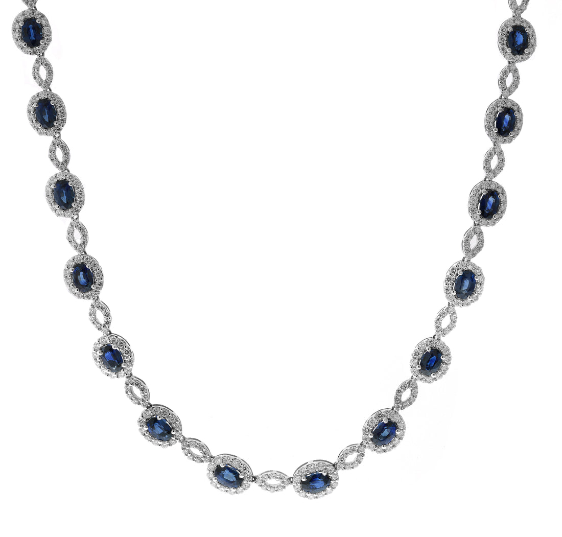 18kt White Gold Diamond and Sapphire Necklace