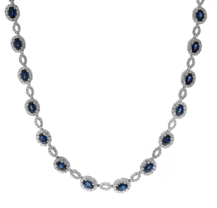 18kt White Gold Diamond and Sapphire Necklace