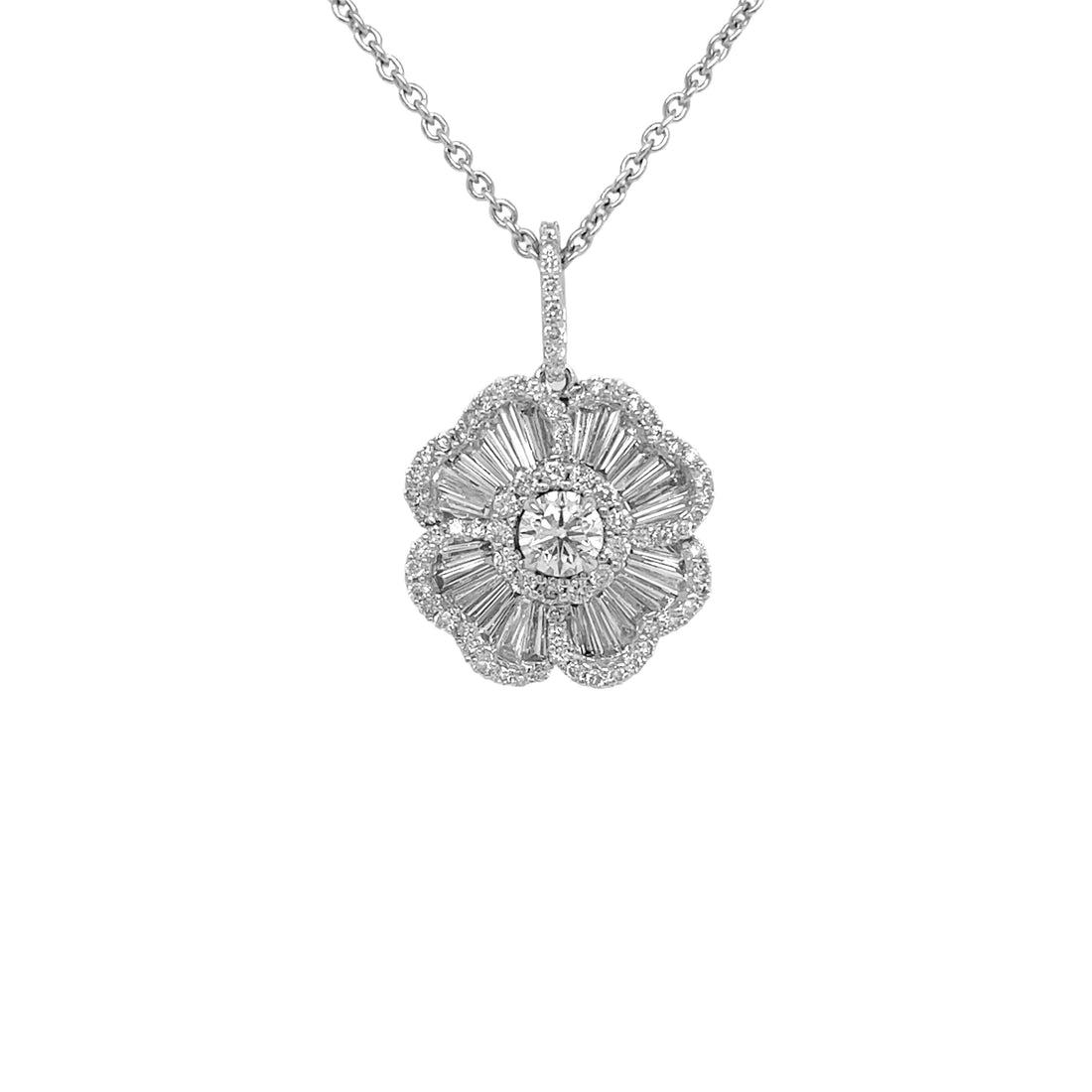 18kt White Gold Diamond Flower Pendant