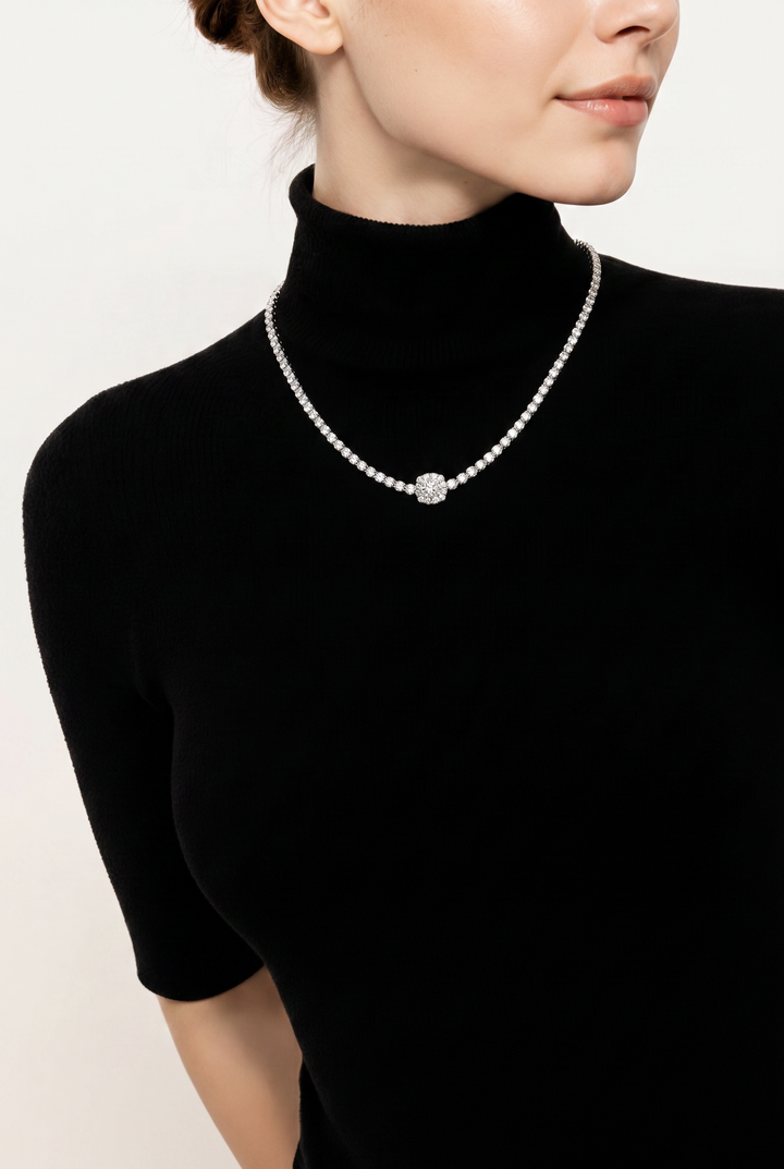 18kt White Gold Diamond Tennis Necklace