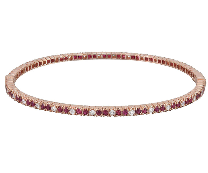 18kt Rose Gold Diamond And Ruby Bangle