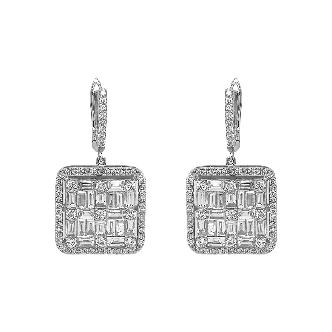 18kt White Gold Diamond Dangling Earrings