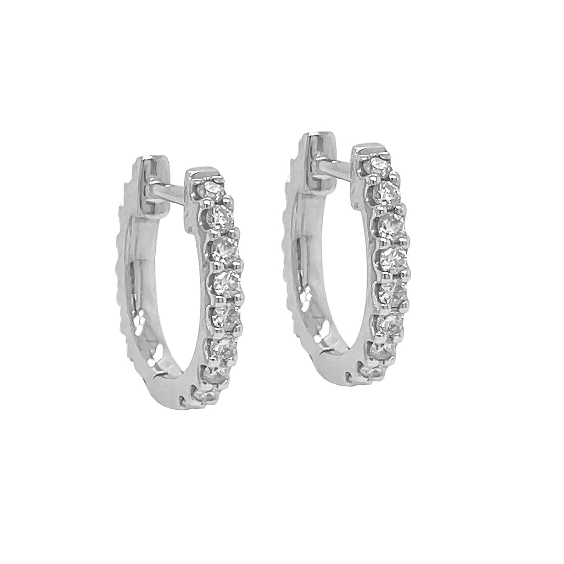 14kt White Gold Diamond Huggie Earrings