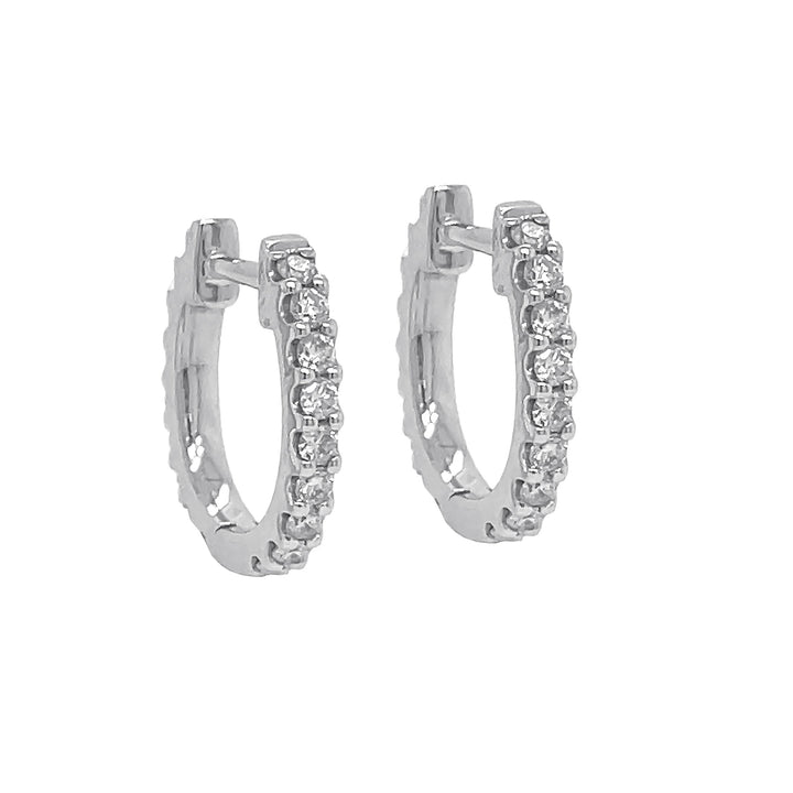 14kt White Gold Diamond Huggie Earrings