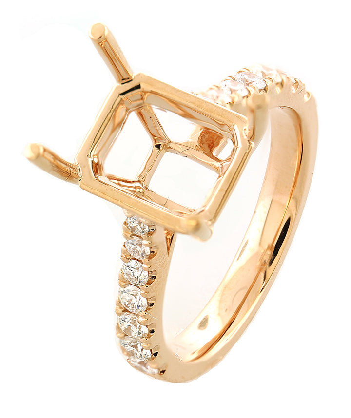 18kt Rose Gold Diamond Semi Mount