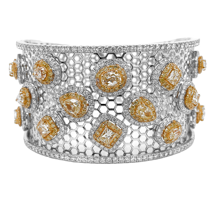 18Kt White Gold Yellow and White Diamond Bangle