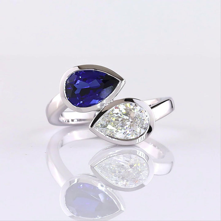 14kt White Gold Lab Diamond And Blue Sapphire Ring