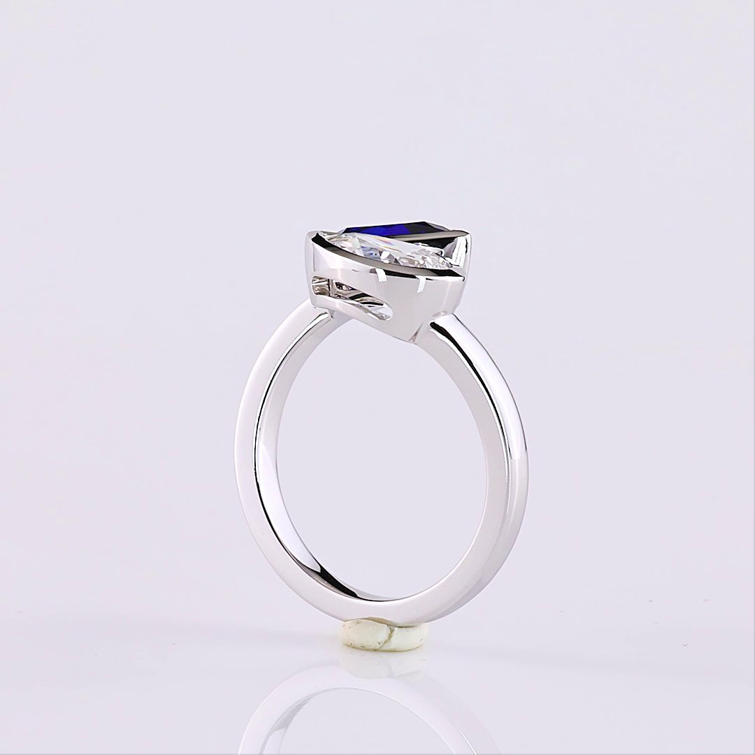 14kt White Gold Lab Diamond And Blue Sapphire Ring