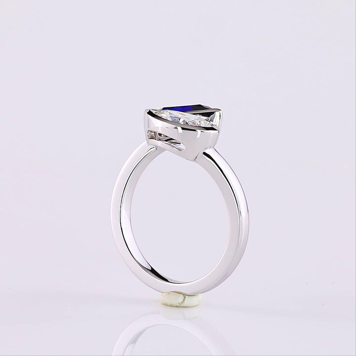 14kt White Gold Lab Diamond And Blue Sapphire Ring