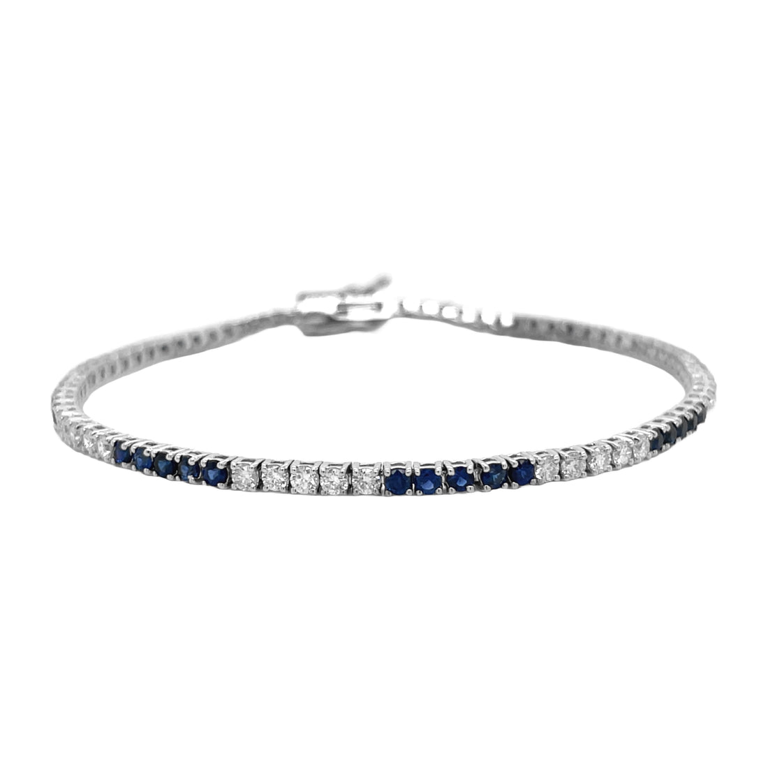 18kt White Gold Diamond and Blue Sapphire Bracelet