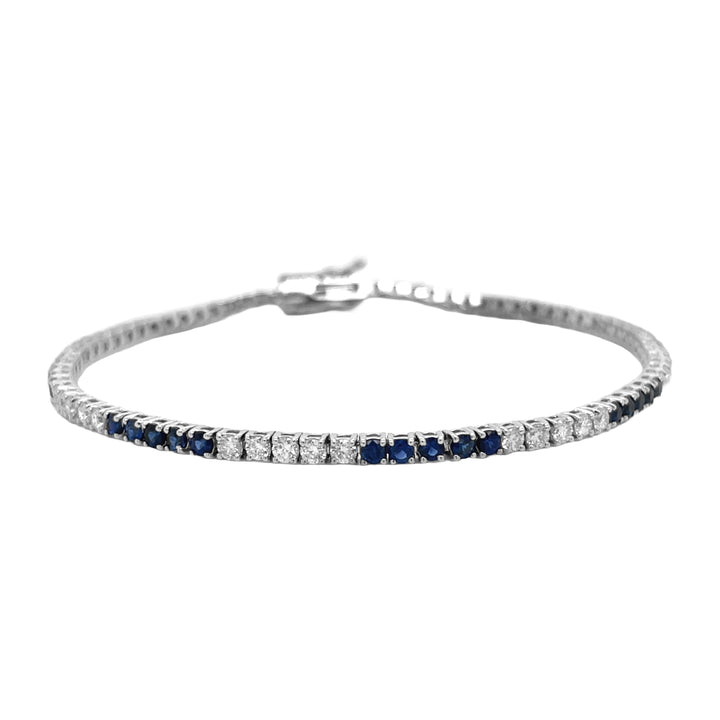 18kt White Gold Diamond and Blue Sapphire Bracelet
