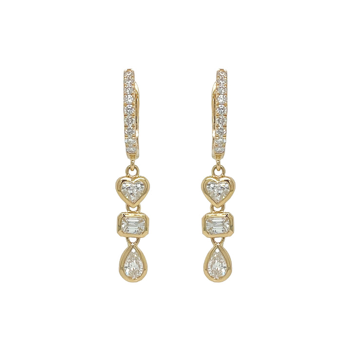 18kt Yellow Gold Diamond Dangling Earrings