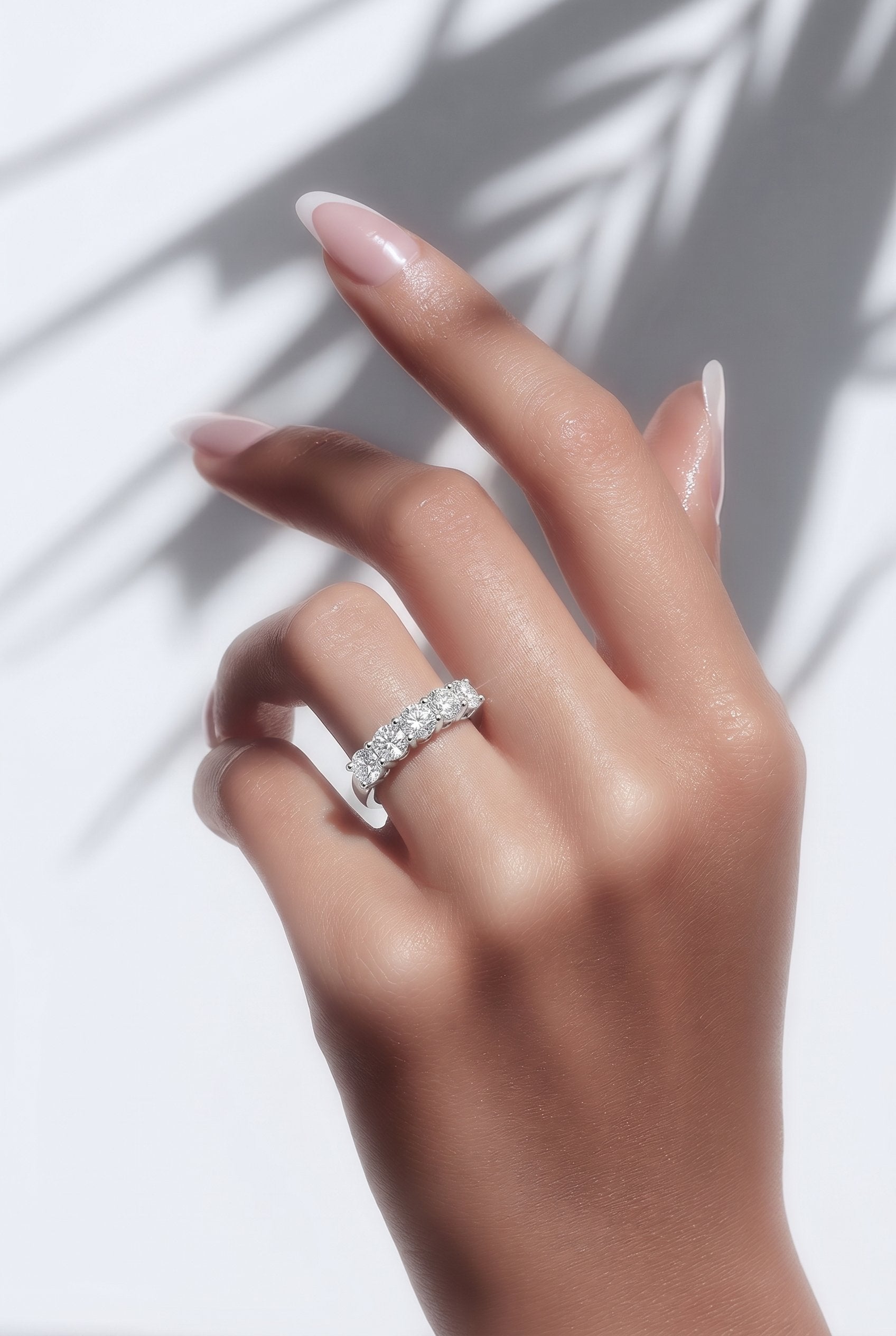 14kt White Gold Diamond Half-Way Band