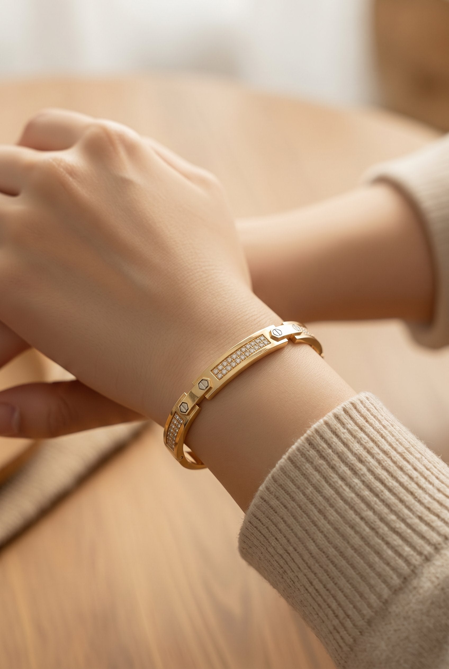 18kt Yellow And White Gold Diamond Bangle
