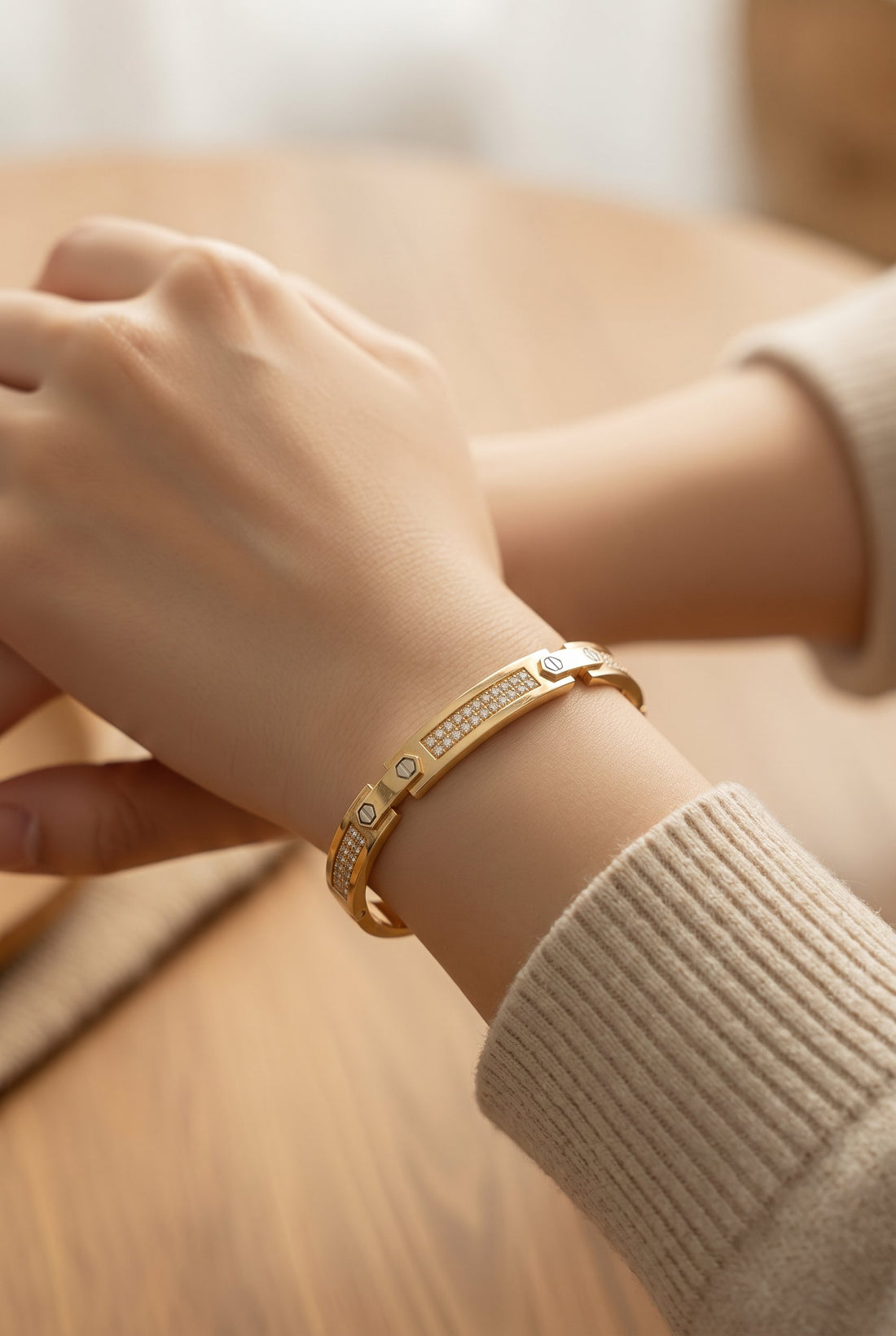 18kt Yellow And White Gold Diamond Bangle