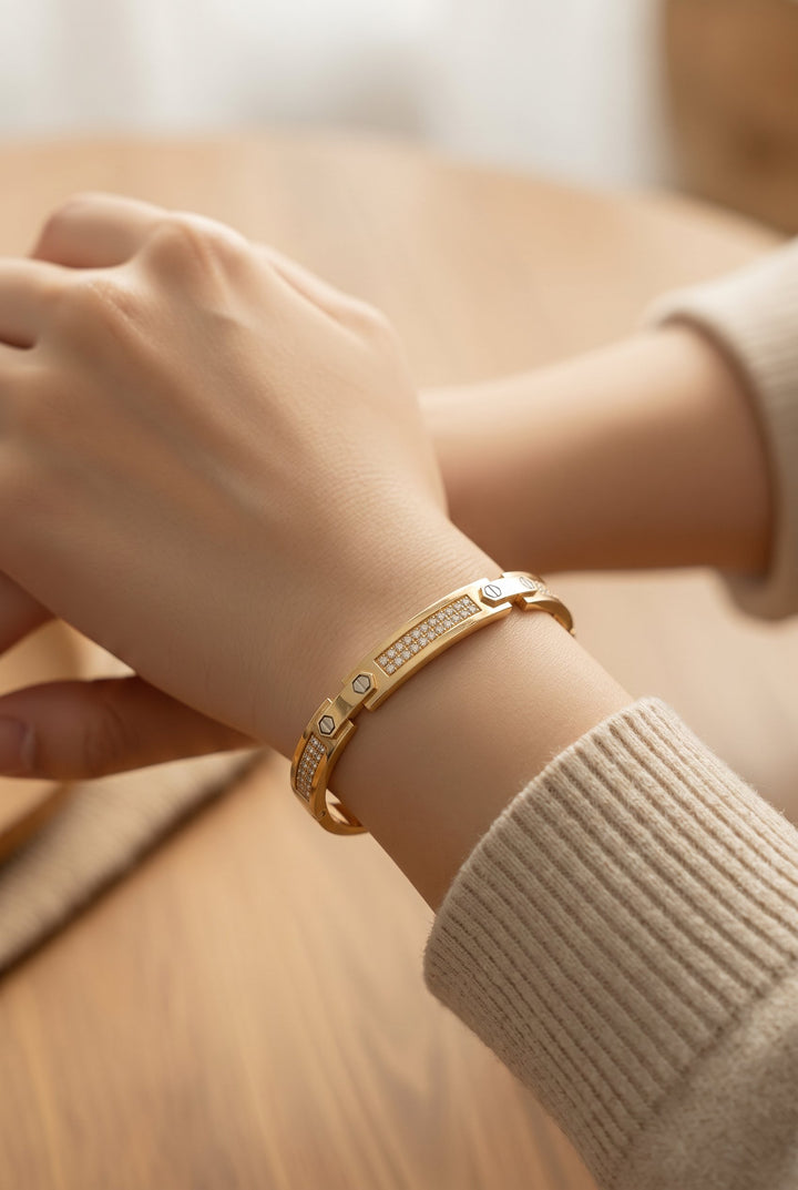 18kt Yellow And White Gold Diamond Bangle