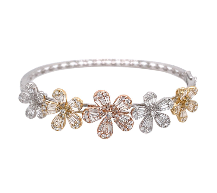 18kt Tri-color Gold Diamond Bangle