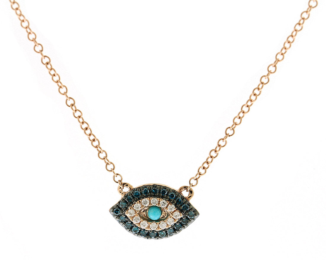 14kt Rose Gold Diamond Evil Eye Necklace