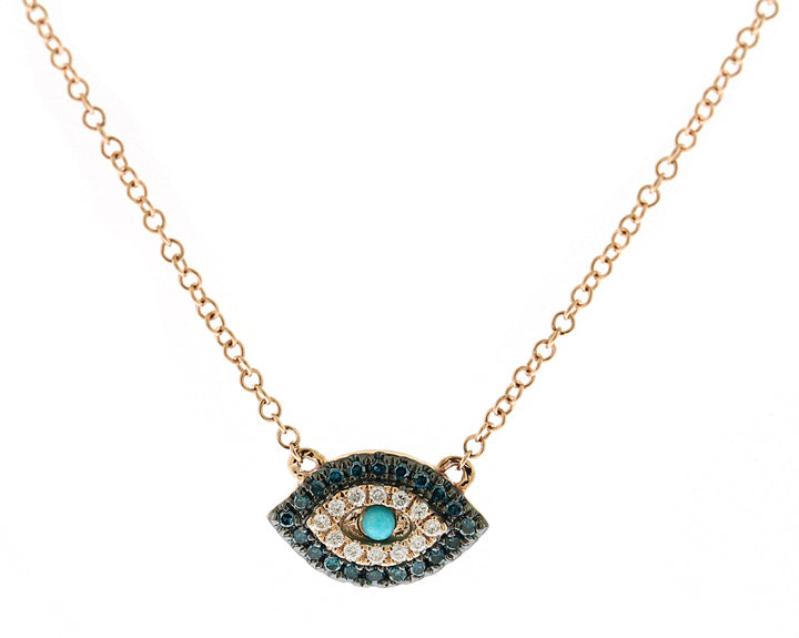 14kt Rose Gold Diamond Evil Eye Necklace
