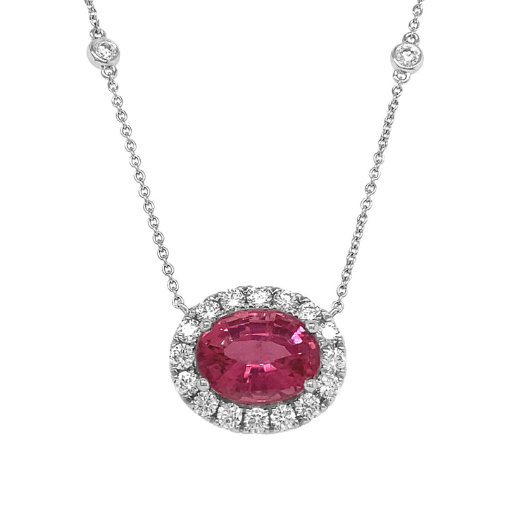 18kt White Gold Diamond and Tourmaline necklace