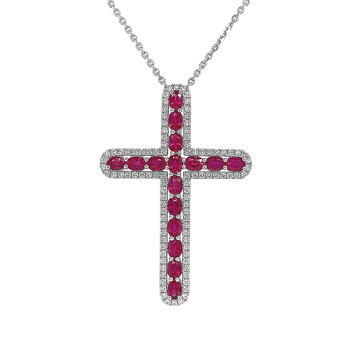 18kt White Gold Diamond And Ruby Pendant