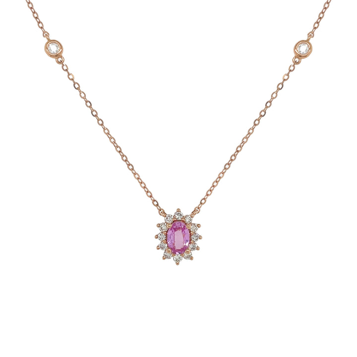 18kt Rose Gold Diamond and Pink Sapphire Pendant