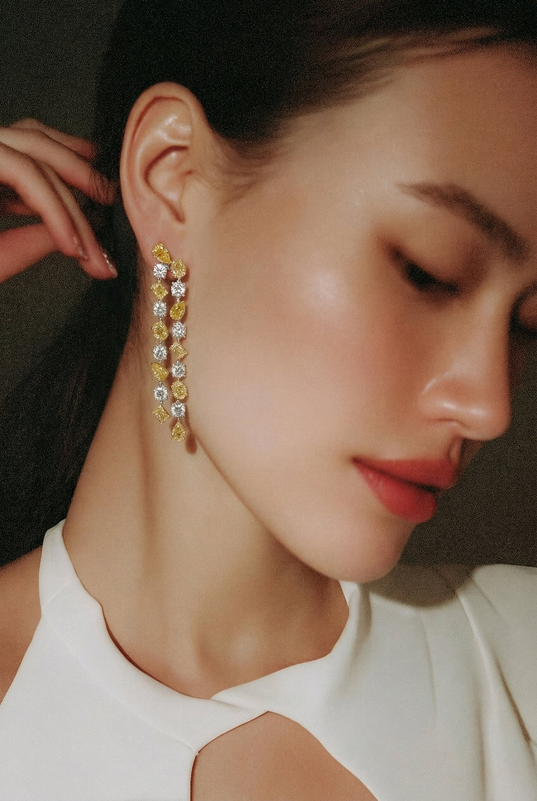 18kt White And Yellow Gold Diamond Earrings